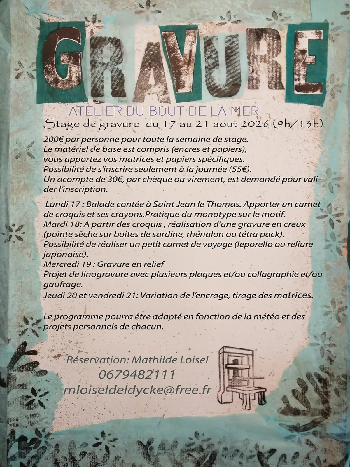 Stage de gravure