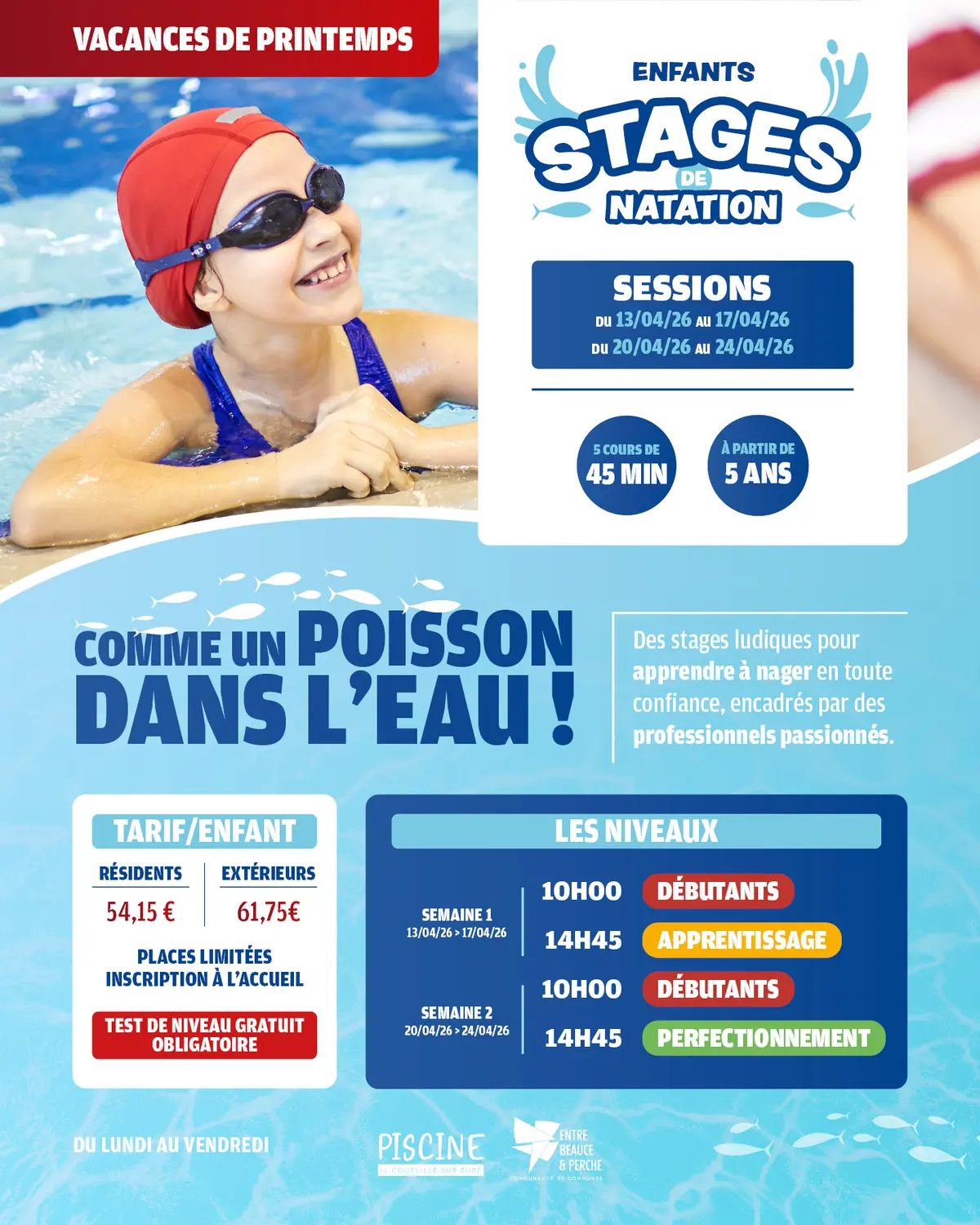 Stage de natation enfants - Vacances d'avril