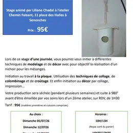 Stage de poterie - Création d'un nichoir