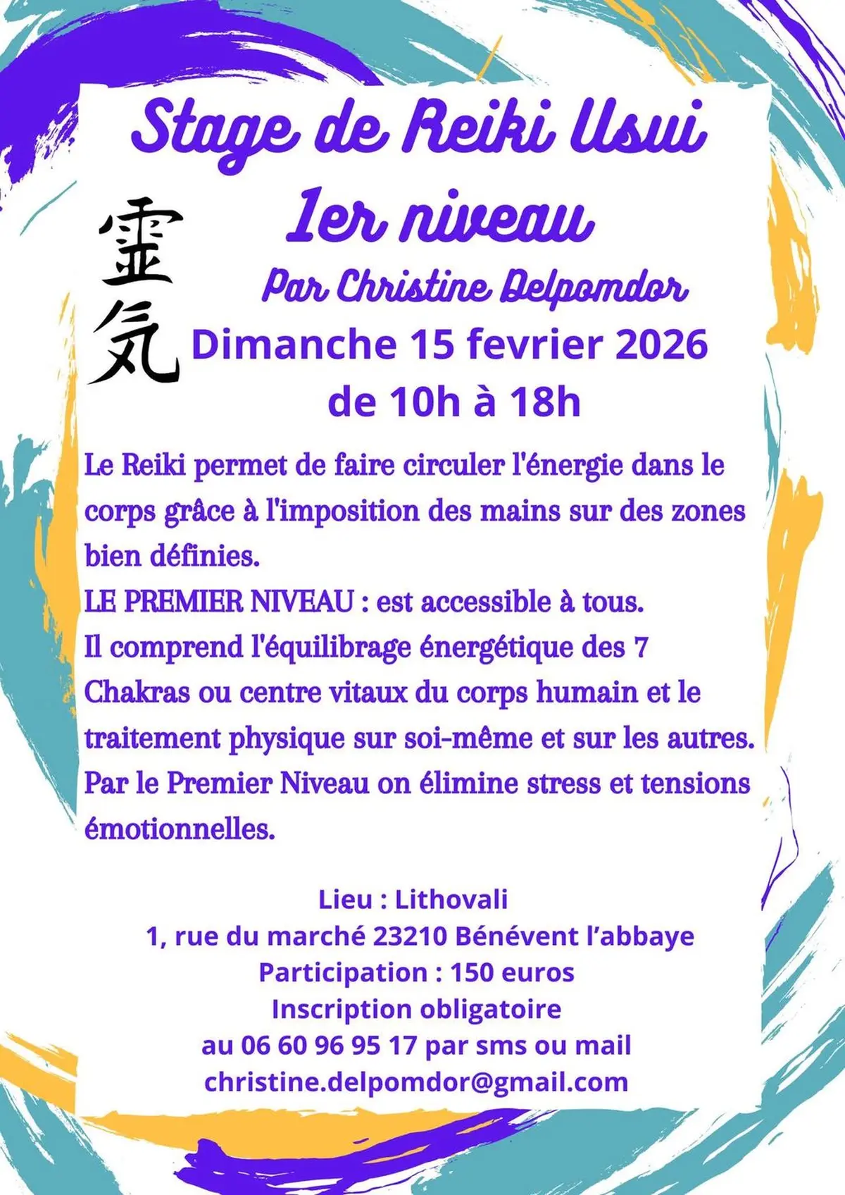 Stage de Reiki Usui 1er Niveau