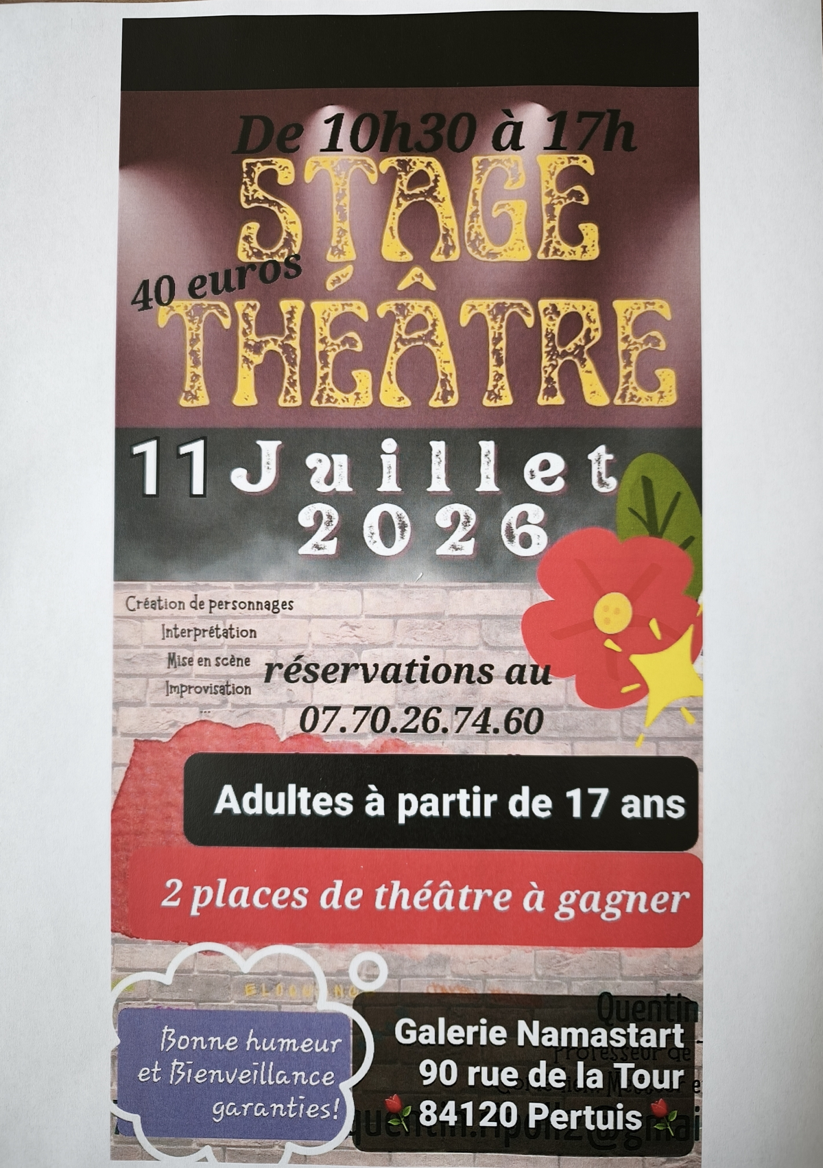 stage de théâtre