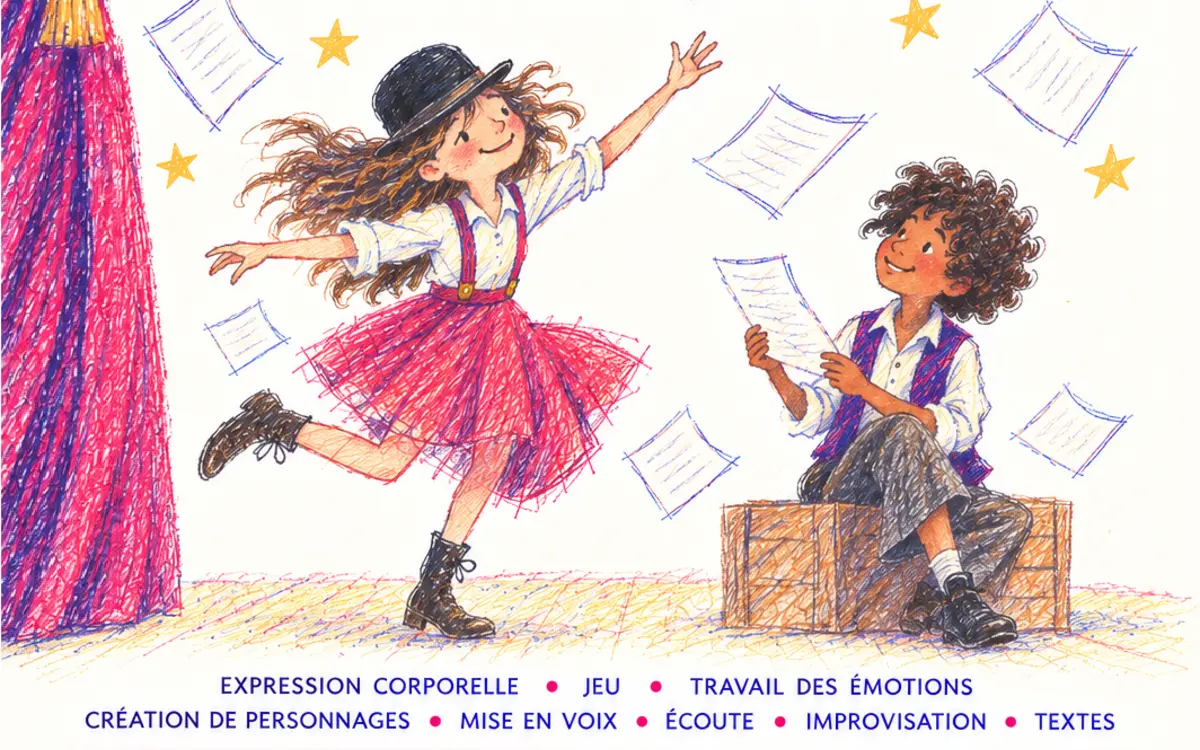 Stage de théâtre gestuel et burlesque pour les 7–13 ans – Octave & Arpège