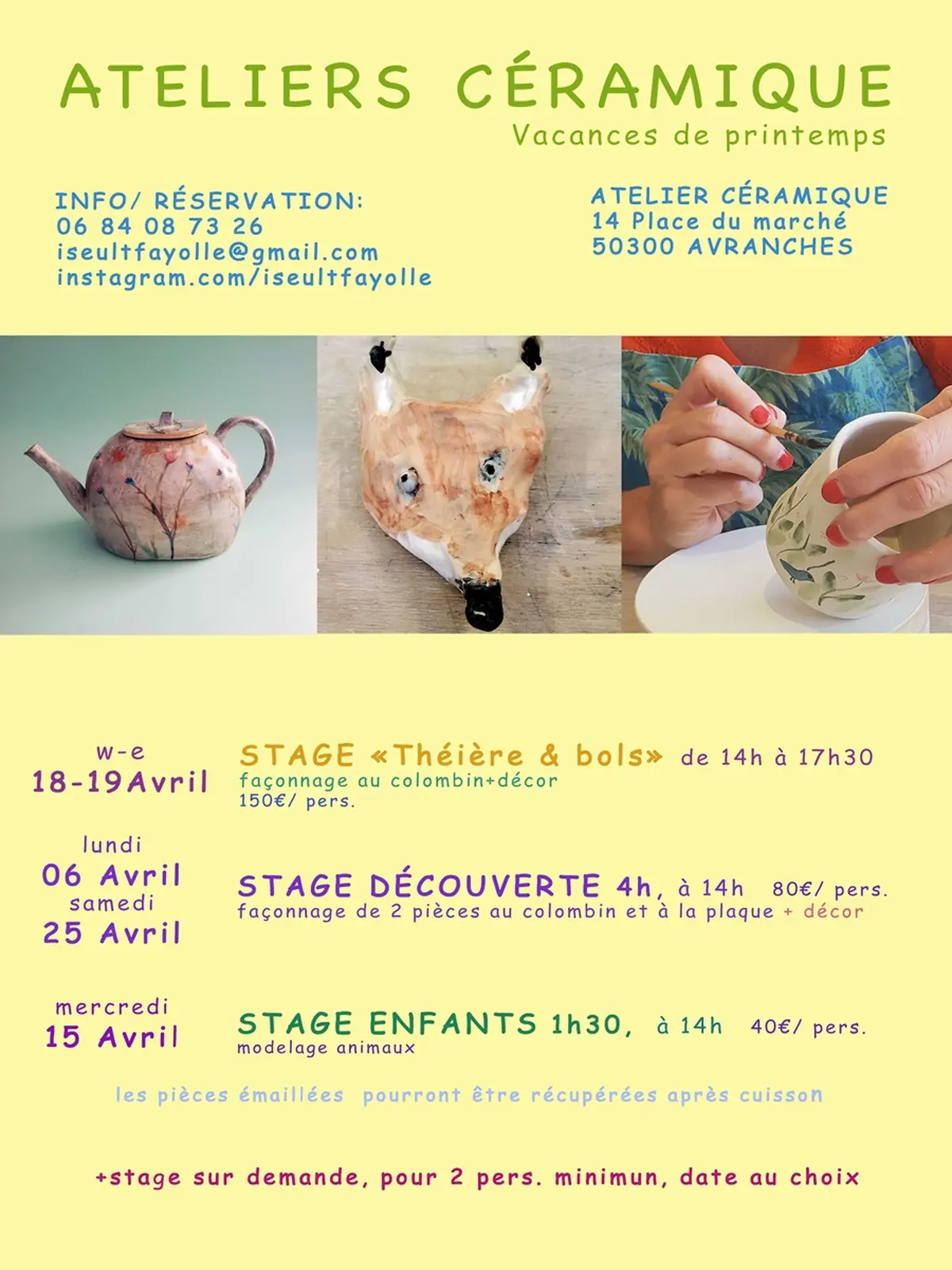 Stage découverte céramique destiné aux enfants