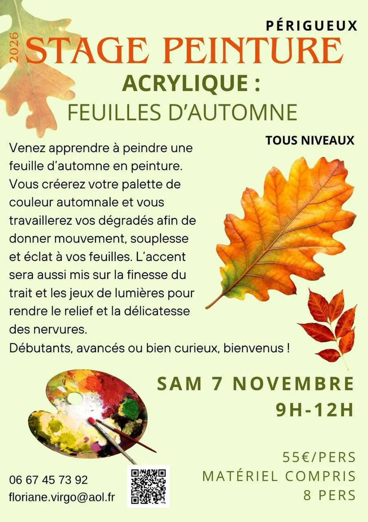 Stage dessin : Acrylique, feuilles d'automne par Floriane VIRGO