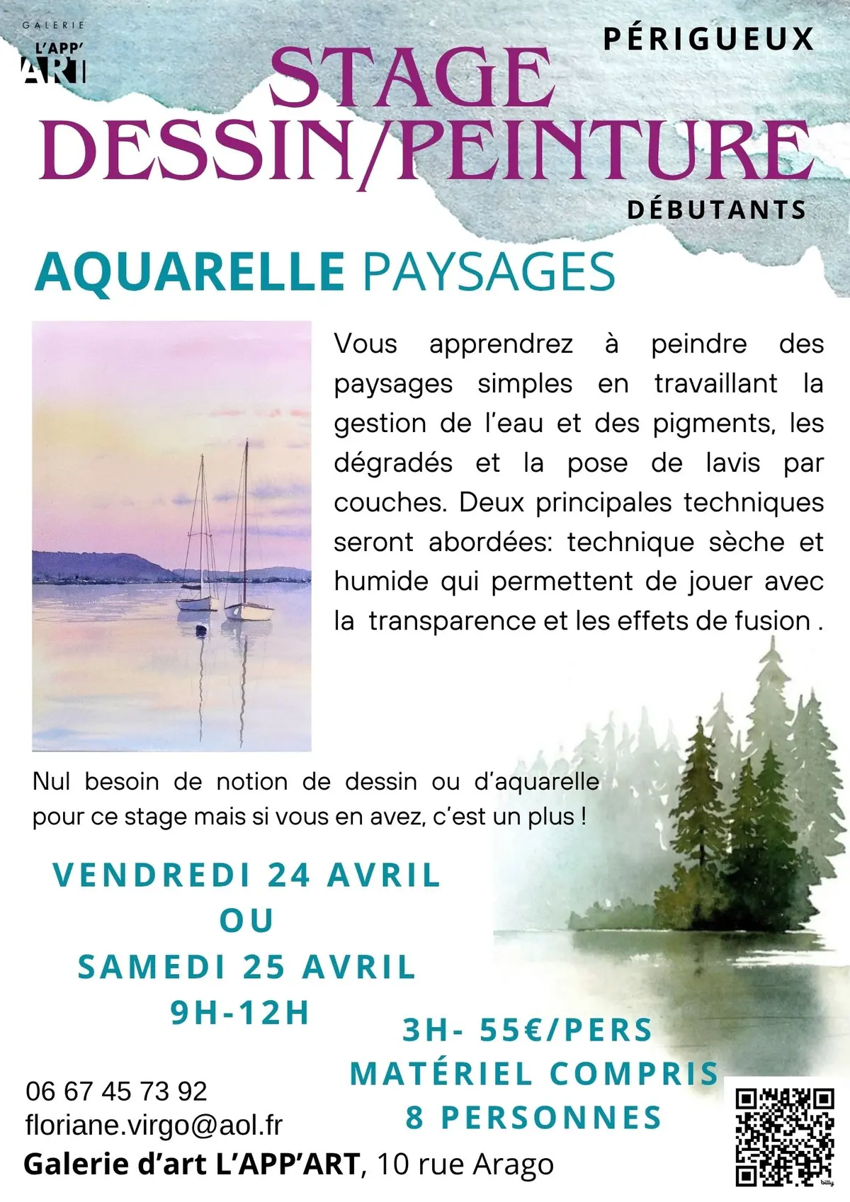 Stage dessin-peinture : Aquarelle - Paysages  par Floriane VIRGO