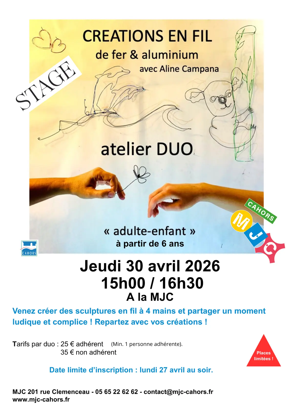 Stage en duo créations en fil de fer et aluminium