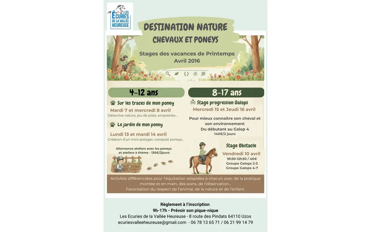 Stage équitationDestination nature - Chevaux et poneys