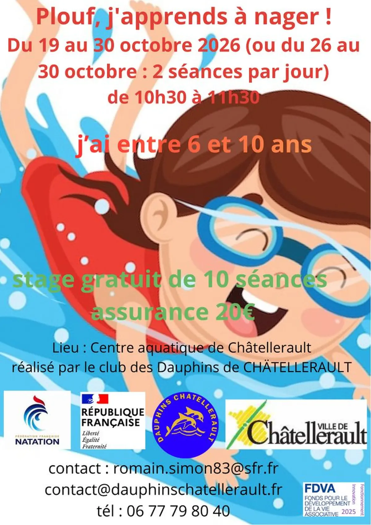 stage J'apprends à nager