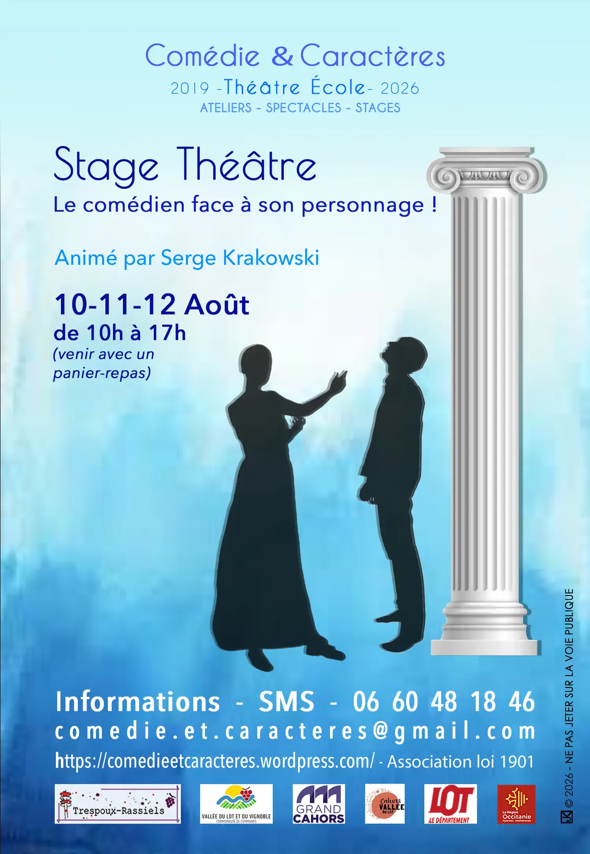Stage théâtre « Le comédien face à son personnage ! »