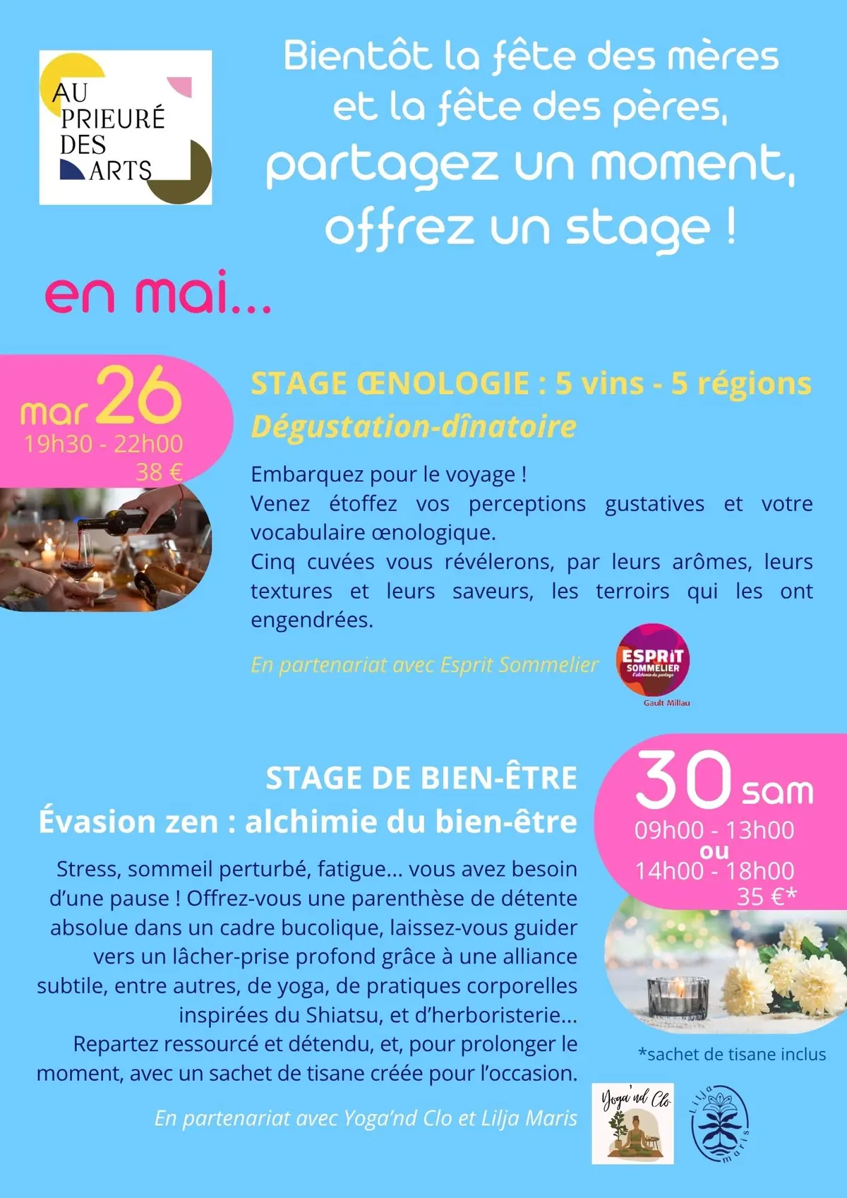Stages au Prieuré des Arts au mois de mai à Saint-Rémy