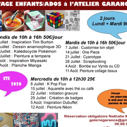 Stages d'été à l'Atelier Garance