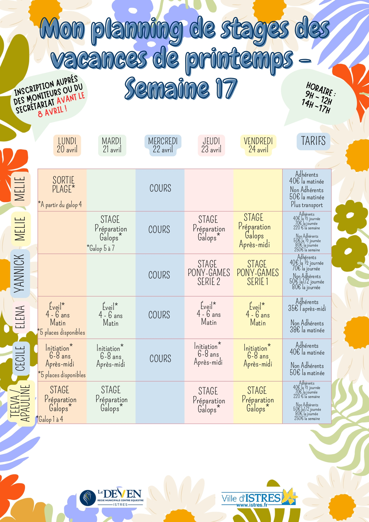 Stages de printemps au Centre équestre du Deven