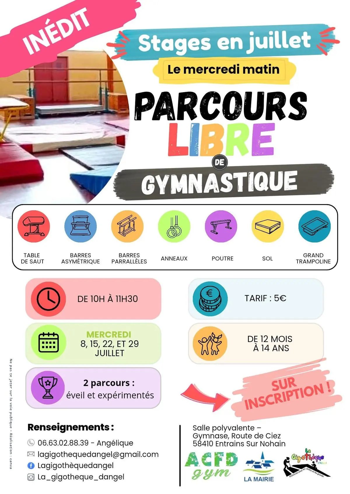 Stages : Parcours libre de gymnastique