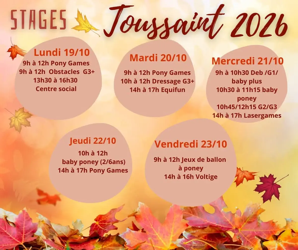 Stages Toussaint 2026 - 1ère semaine