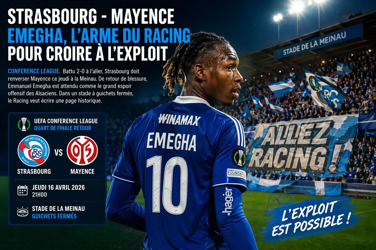 Strasbourg – Mayence : Emmanuel Emegha, l’arme du Racing pour croire à l’exploit