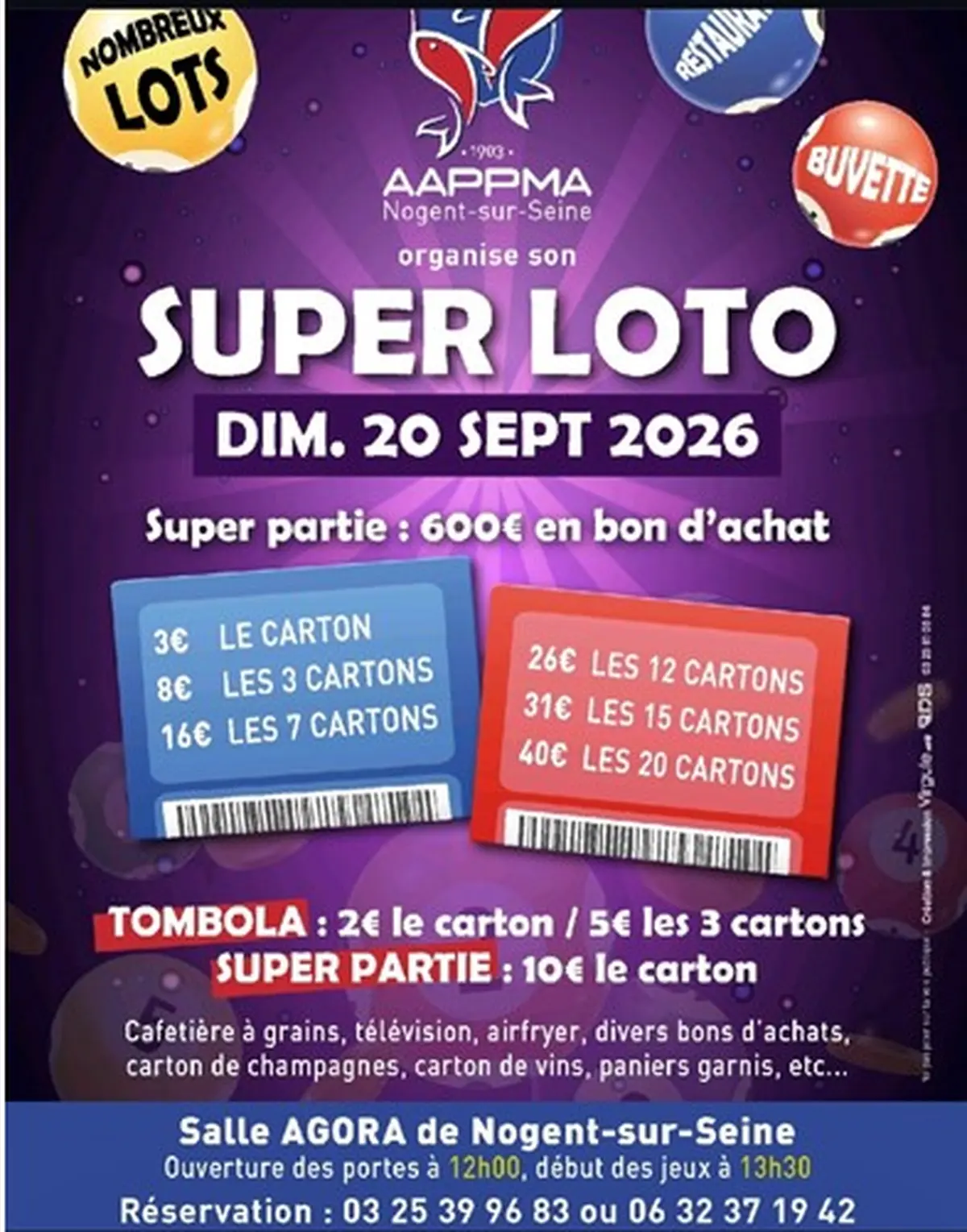 Super Loto à la Salle Agora Michel Baroin de Nogent-sur-Seine