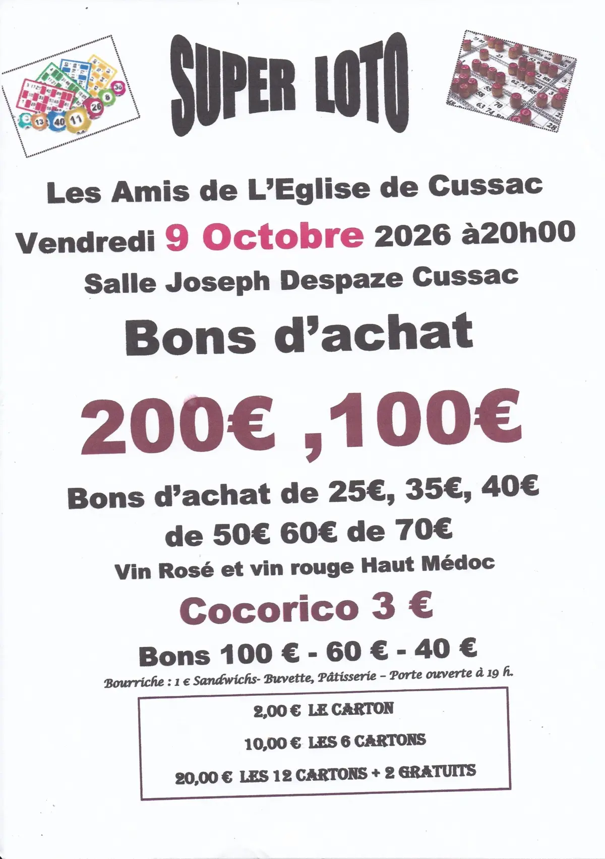 Super Loto des Amis de l'Eglise de Cussac