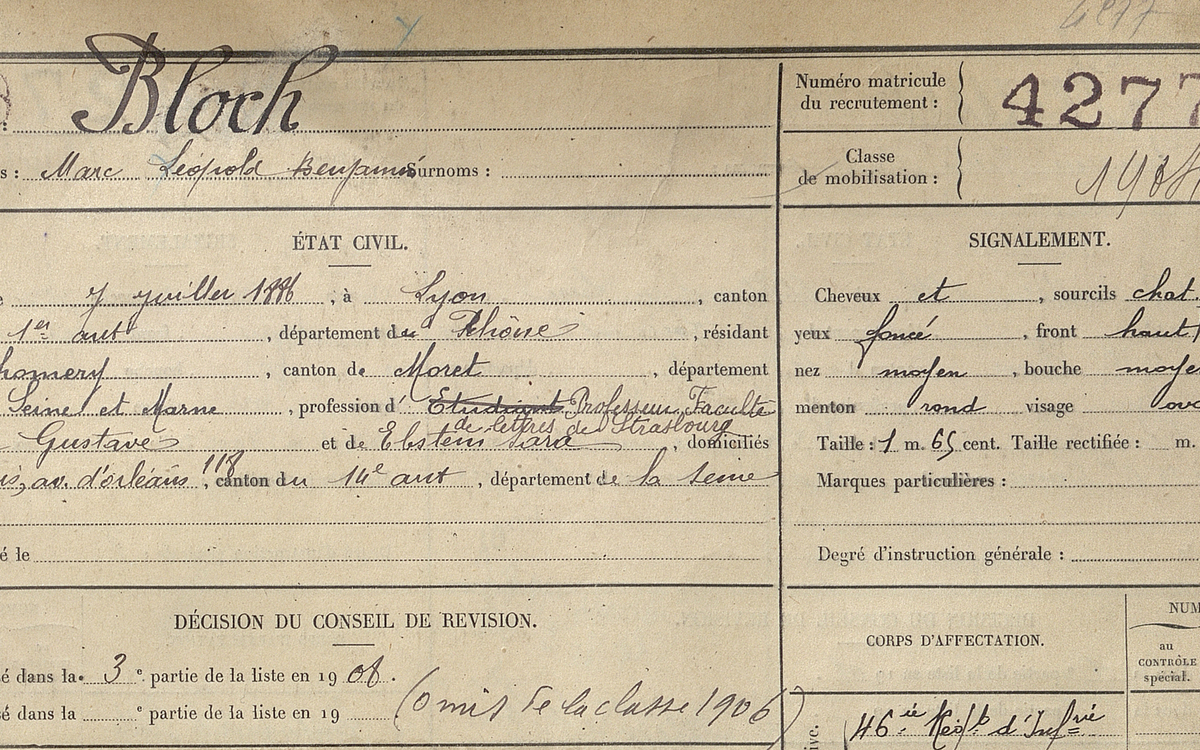 État signalétique et des services de Marc Bloch