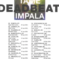 La tournée européenne de Tame Impala en 2026 DR