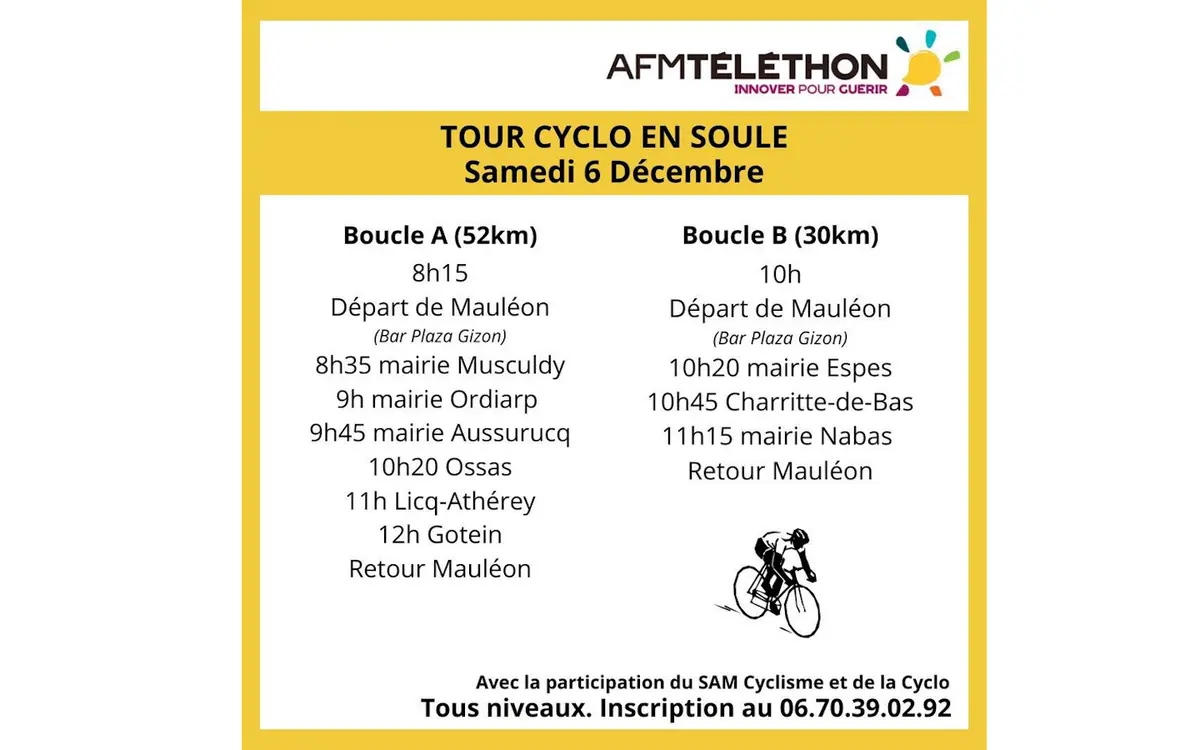 Téléthon 2025 : tour cyclo en Soule