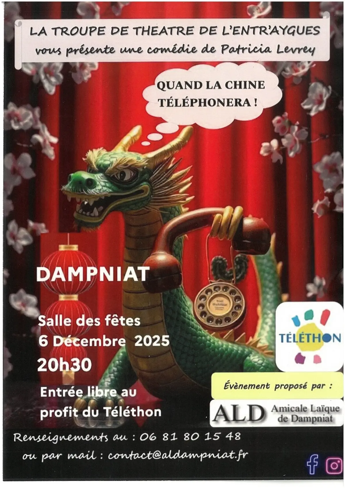 TELETHON : pièce de théâtre Quand la Chine téléphonera