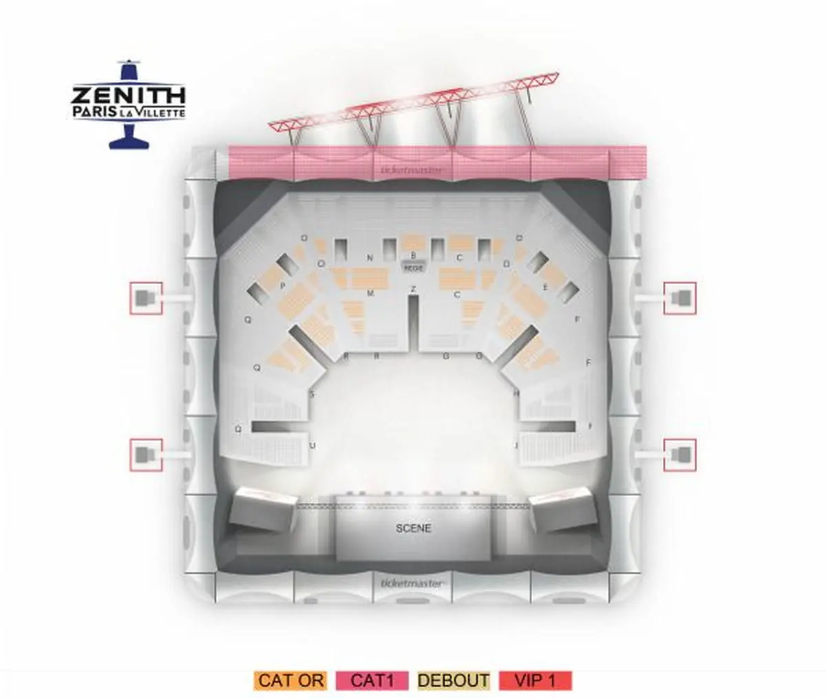 Le plan du Zénith de Paris pour le concert de The Pretty Reckless