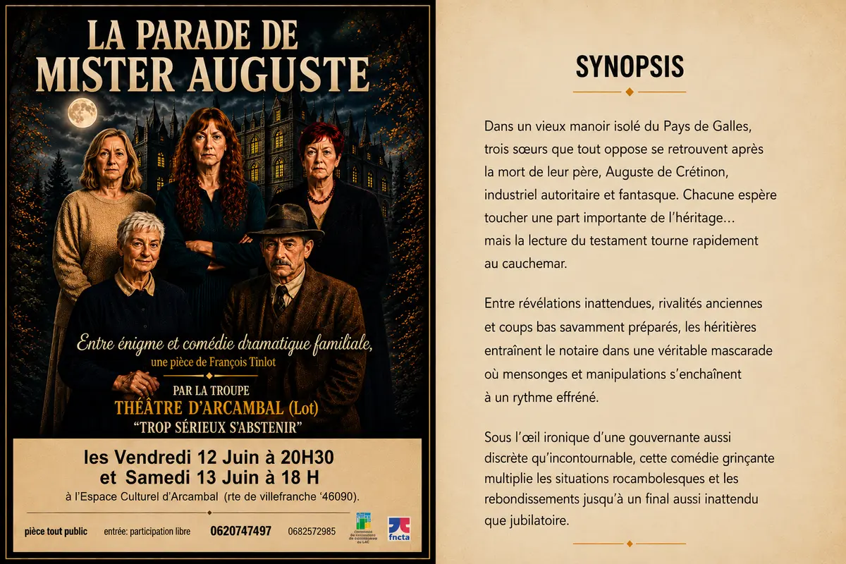 Théâtre à Arcambal: La Parade de Mister Auguste