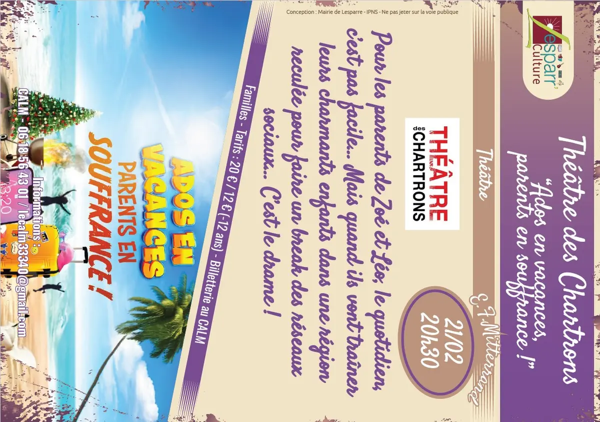 Théâtre :  Ados en vacances, parents en souffrance !