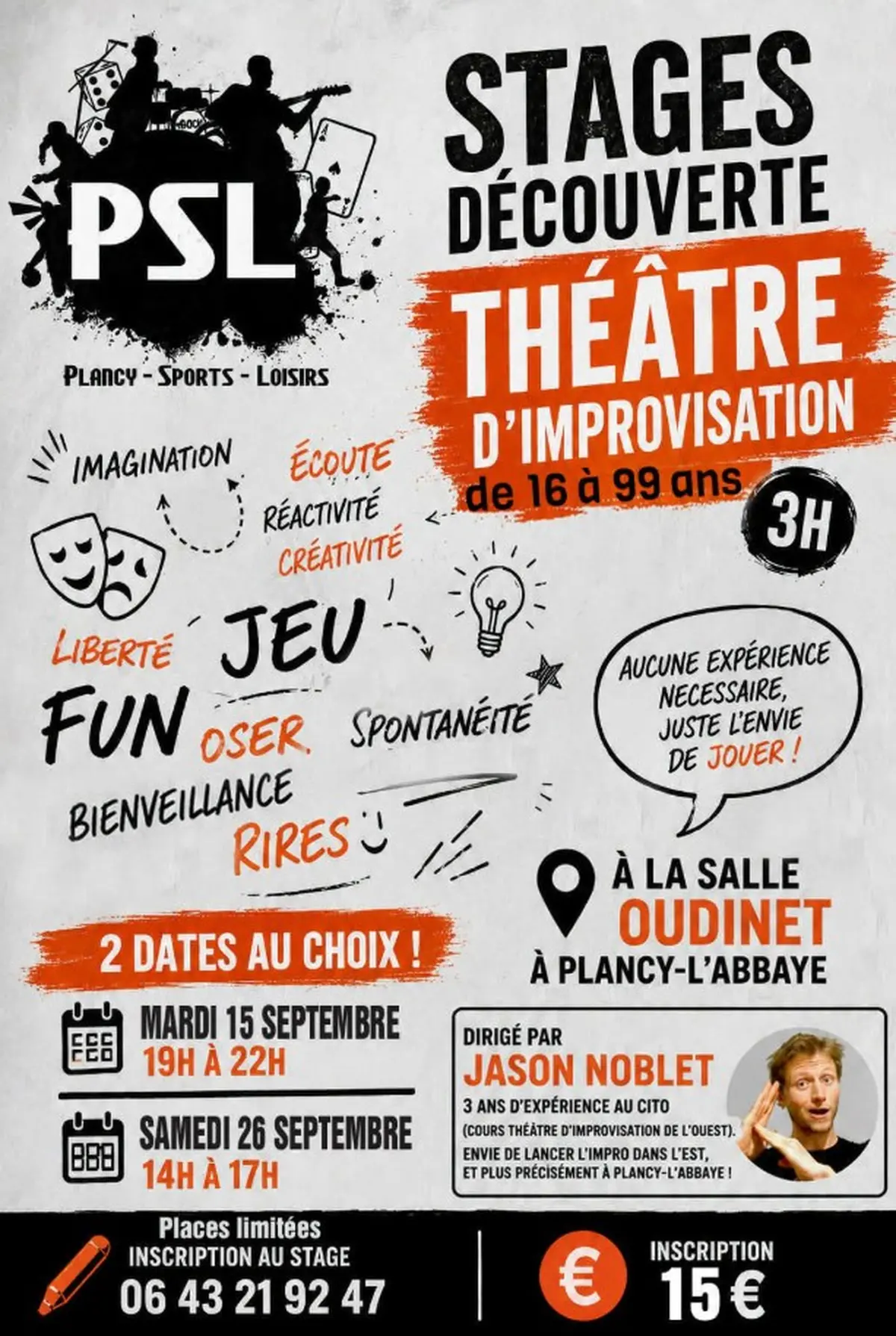 'Théâtre d'improvisation' Stage découverte à Plancy-l'Abbaye