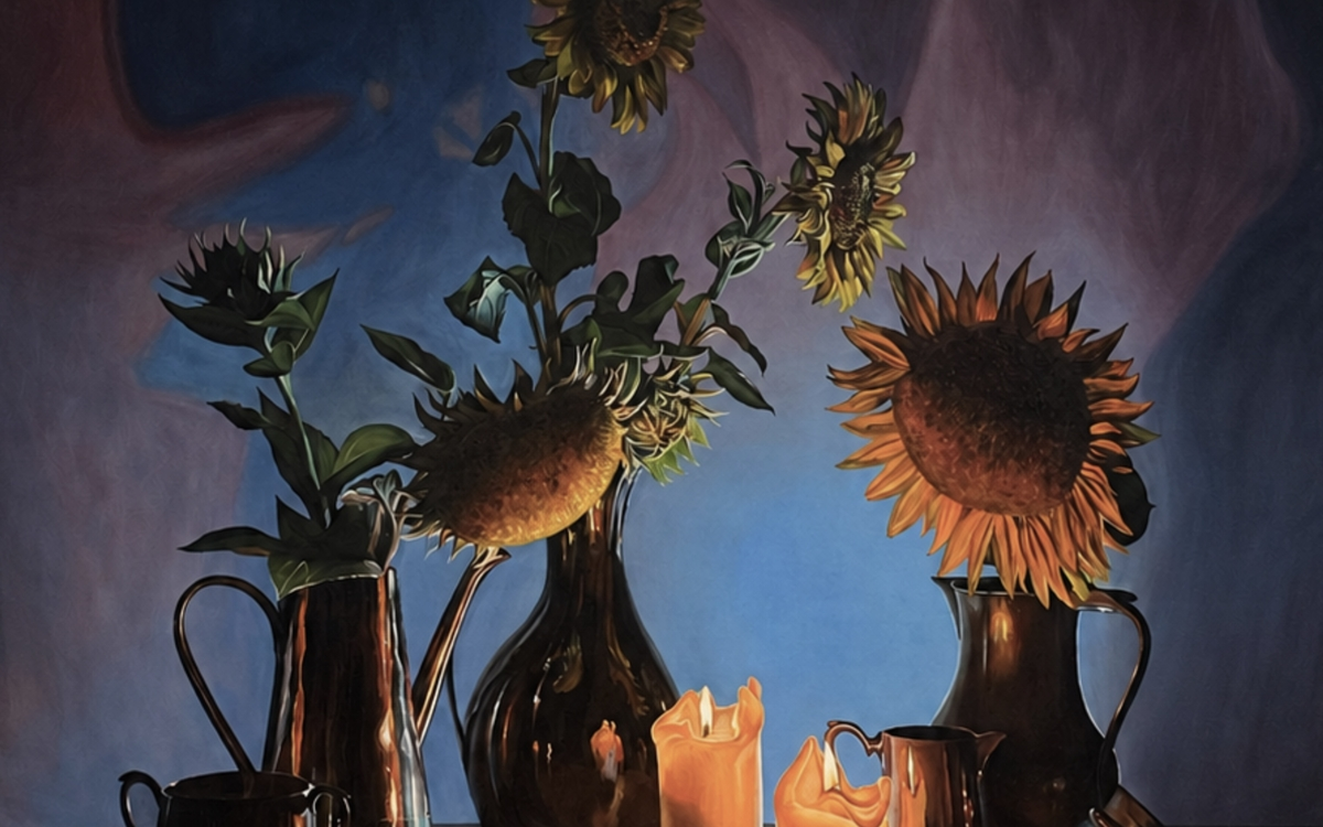 Peinture tournebougie par Johanna Claerhout, Huile sur lin, 130 x 170 cm, 2026.