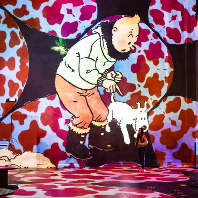 Tintin avec son fidèle compagnon à quatre pattes Milou