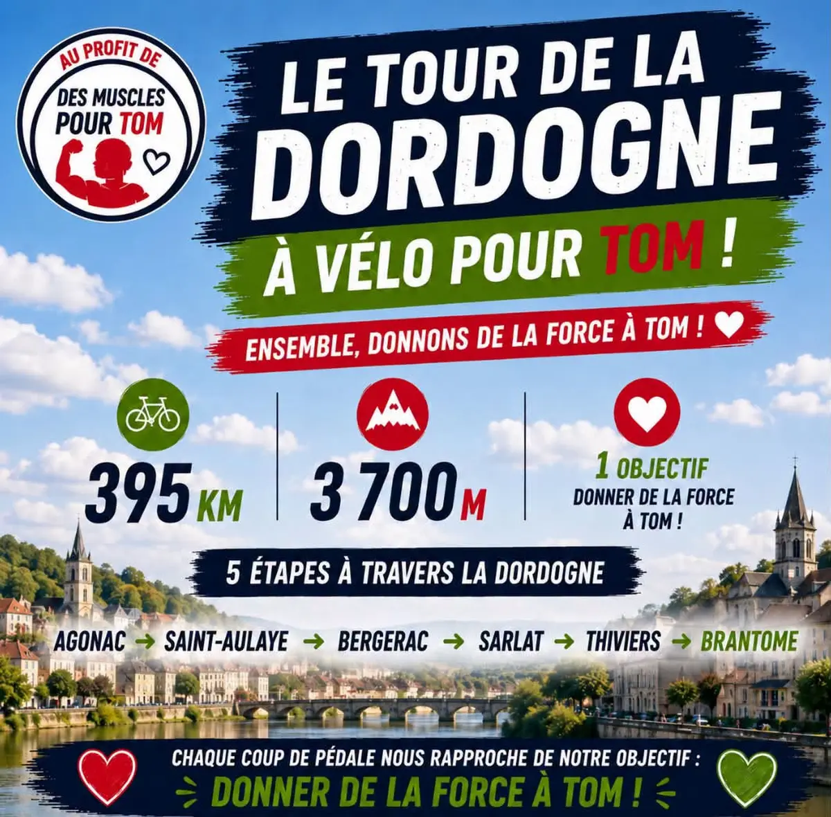 Tour de Dordogne solidaire pour Des Muscles pour Tom