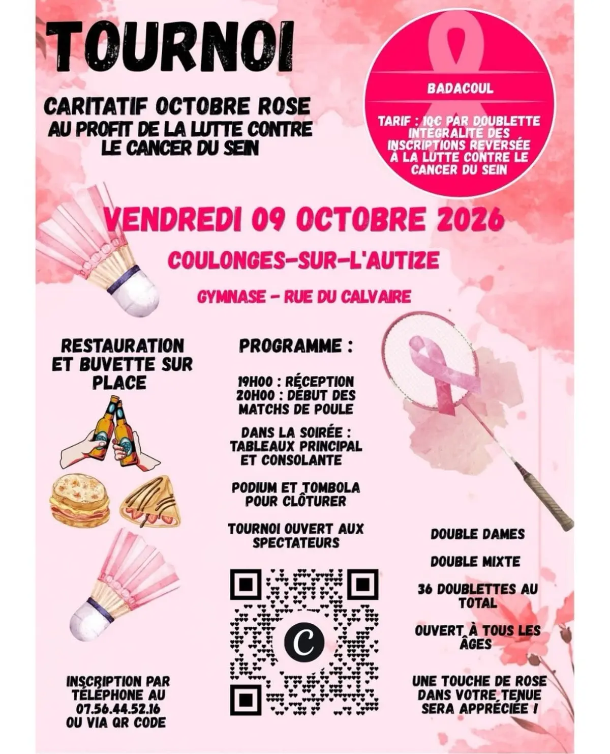 Tournoi de badminton caritatif en faveur d'Octobre Rose