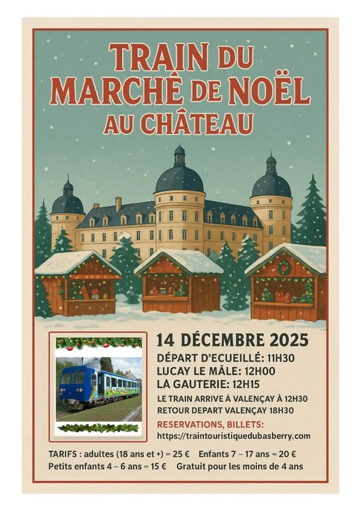 Train du marché de Noël au château