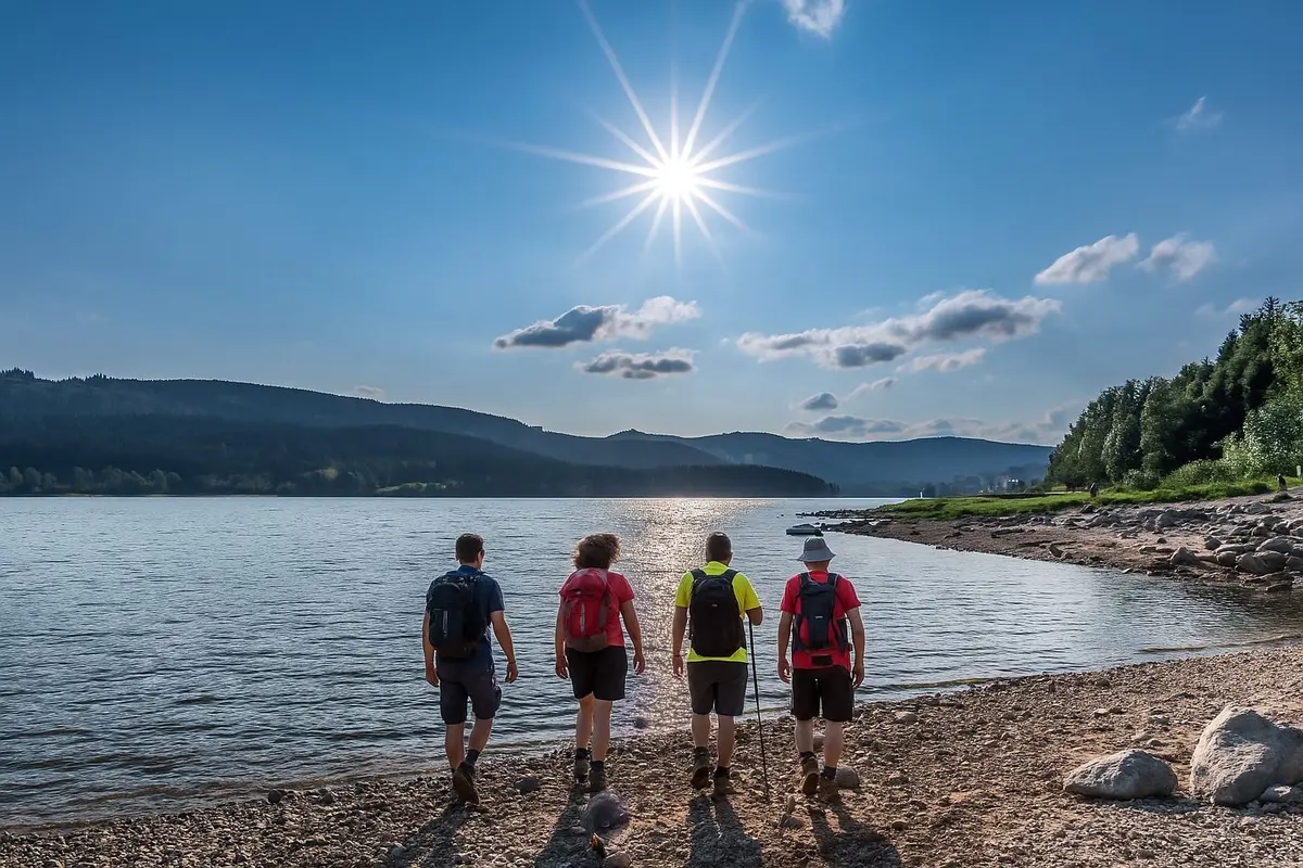 On marche vers l'eau là... Oui...mais la photo sera jolie.