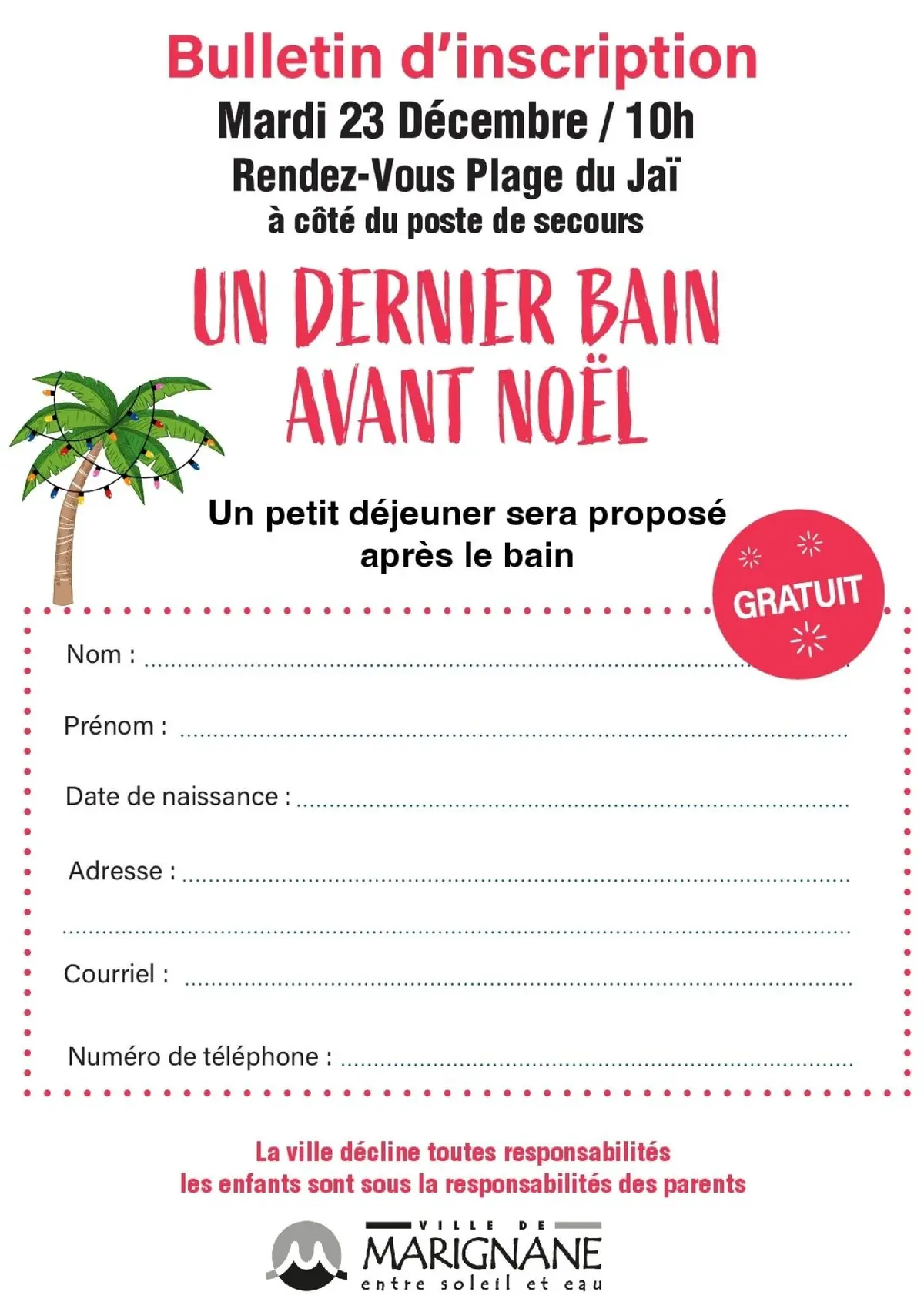 Un dernier bain avant Noël
