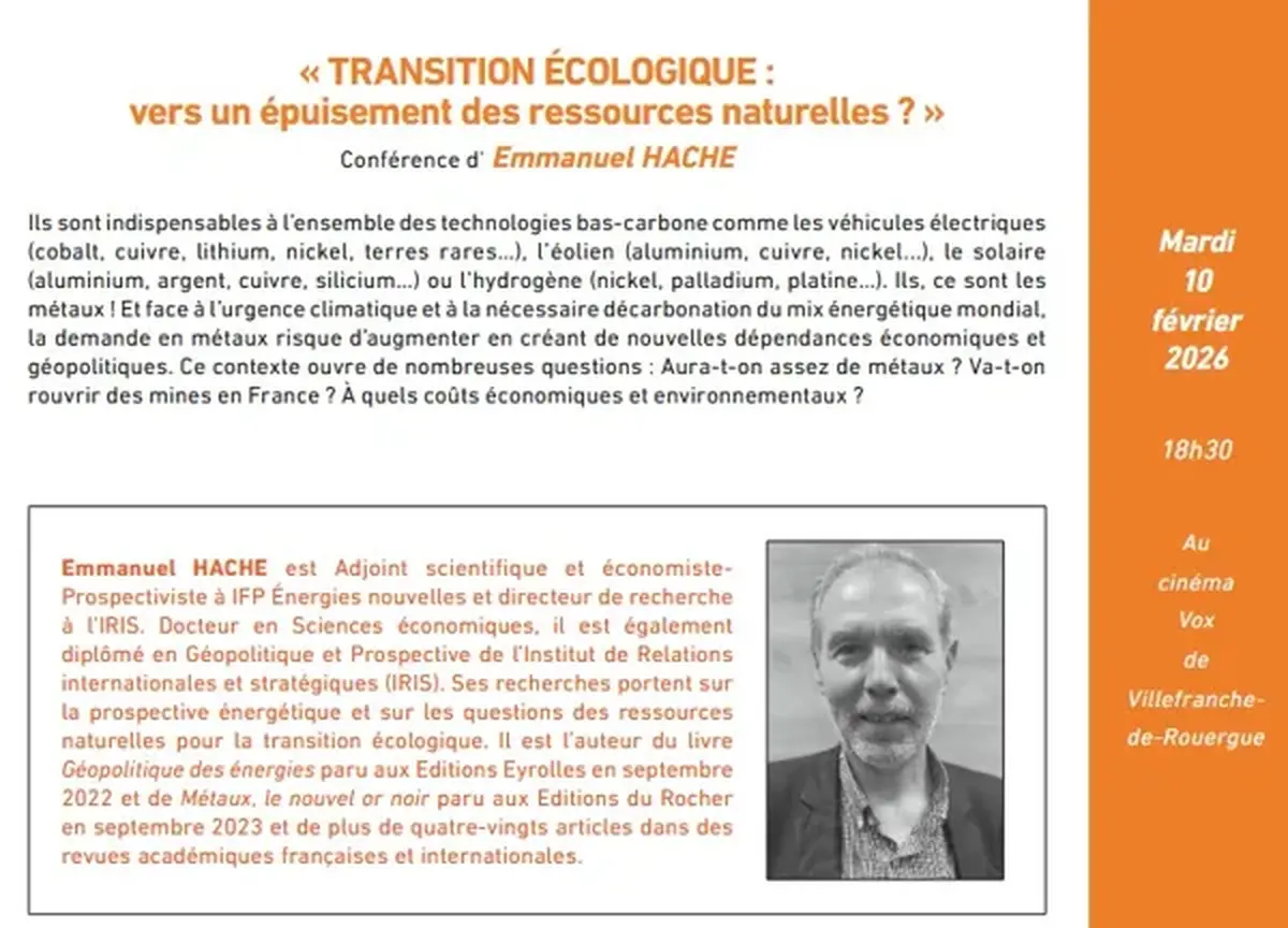 USP - Conférence : Transition écologique : vers un épuisement des ressources naturelles ?