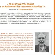 USP - Conférence : Transition écologique : vers un épuisement des ressources naturelles ?