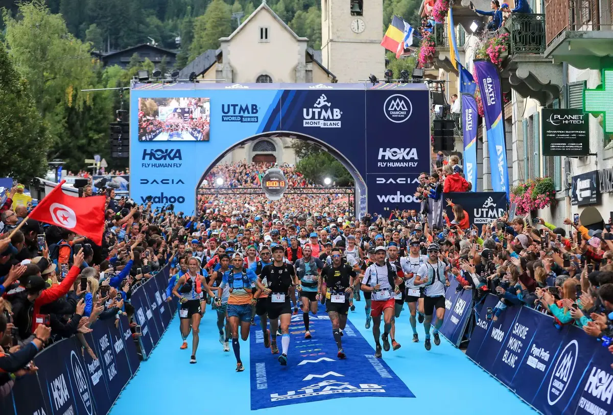 Ligne de départ de l'UTMB à Chamonix