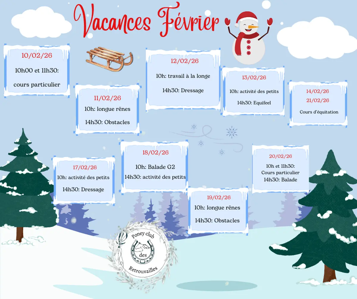 Vacances de Février au Poney Club des Retrouvailles