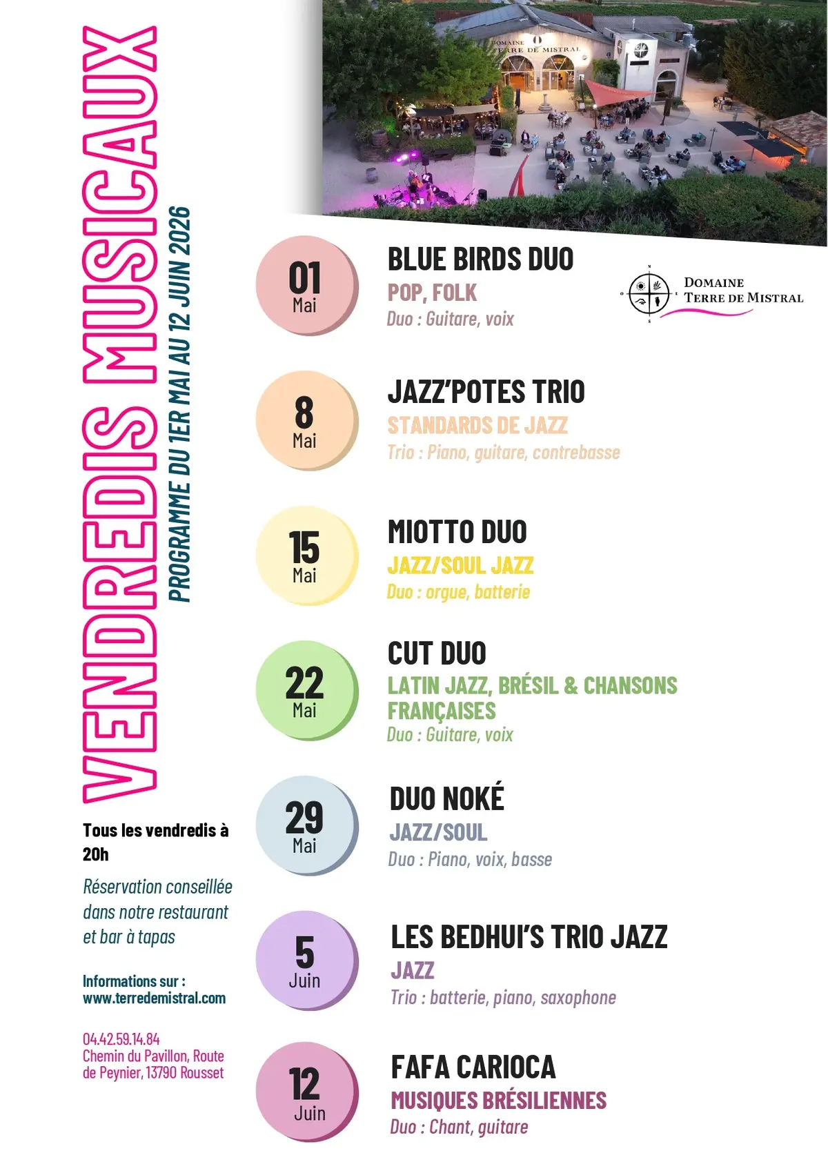 Vendredis musicaux au Domaine Terre de Mistral