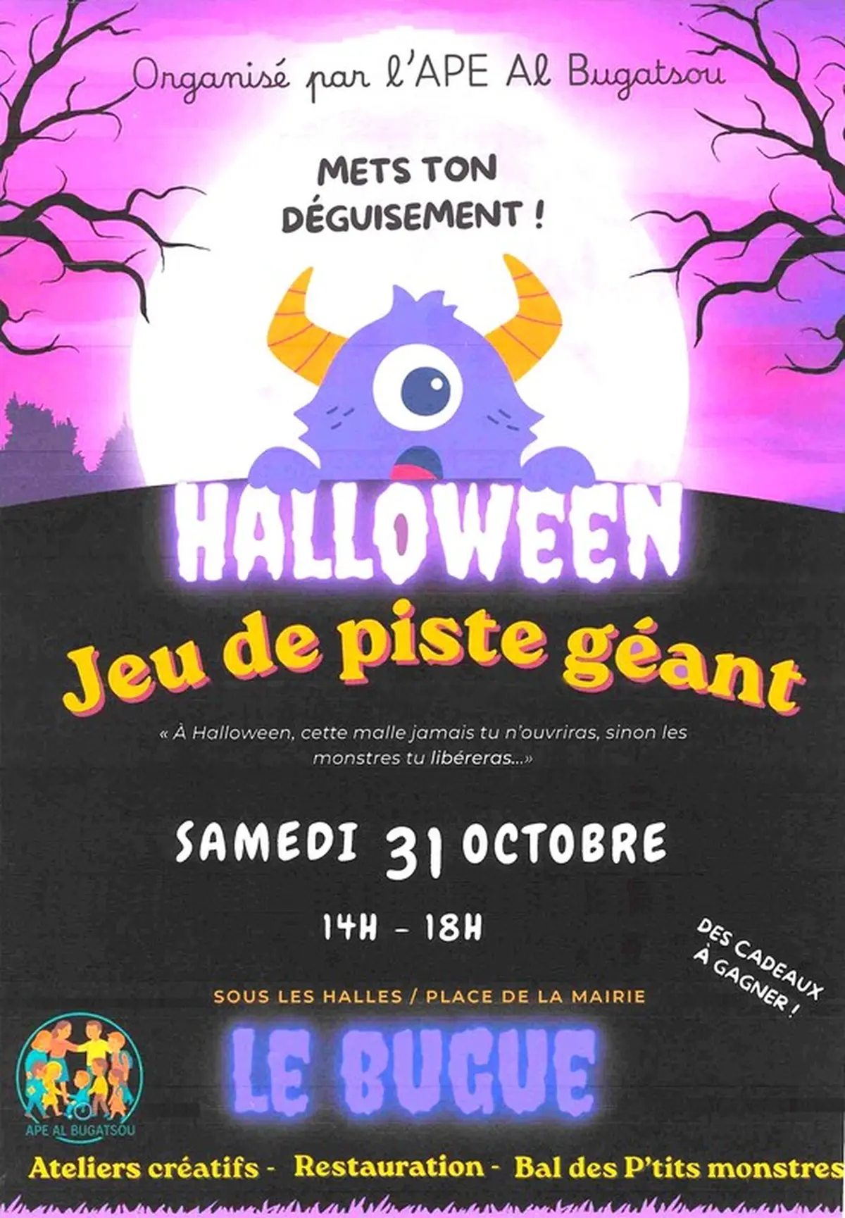 Venez fêter Halloween avec l'APE Al Bugatsou