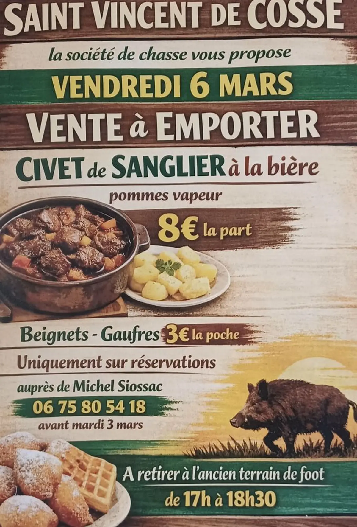 Vente à Emporter : Civet de Sanglier à la Bière