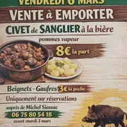 Vente à Emporter : Civet de Sanglier à la Bière