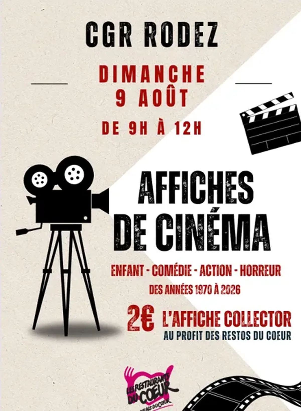 Vente d'affiches de cinéma collector au profit des Restos du Coeur