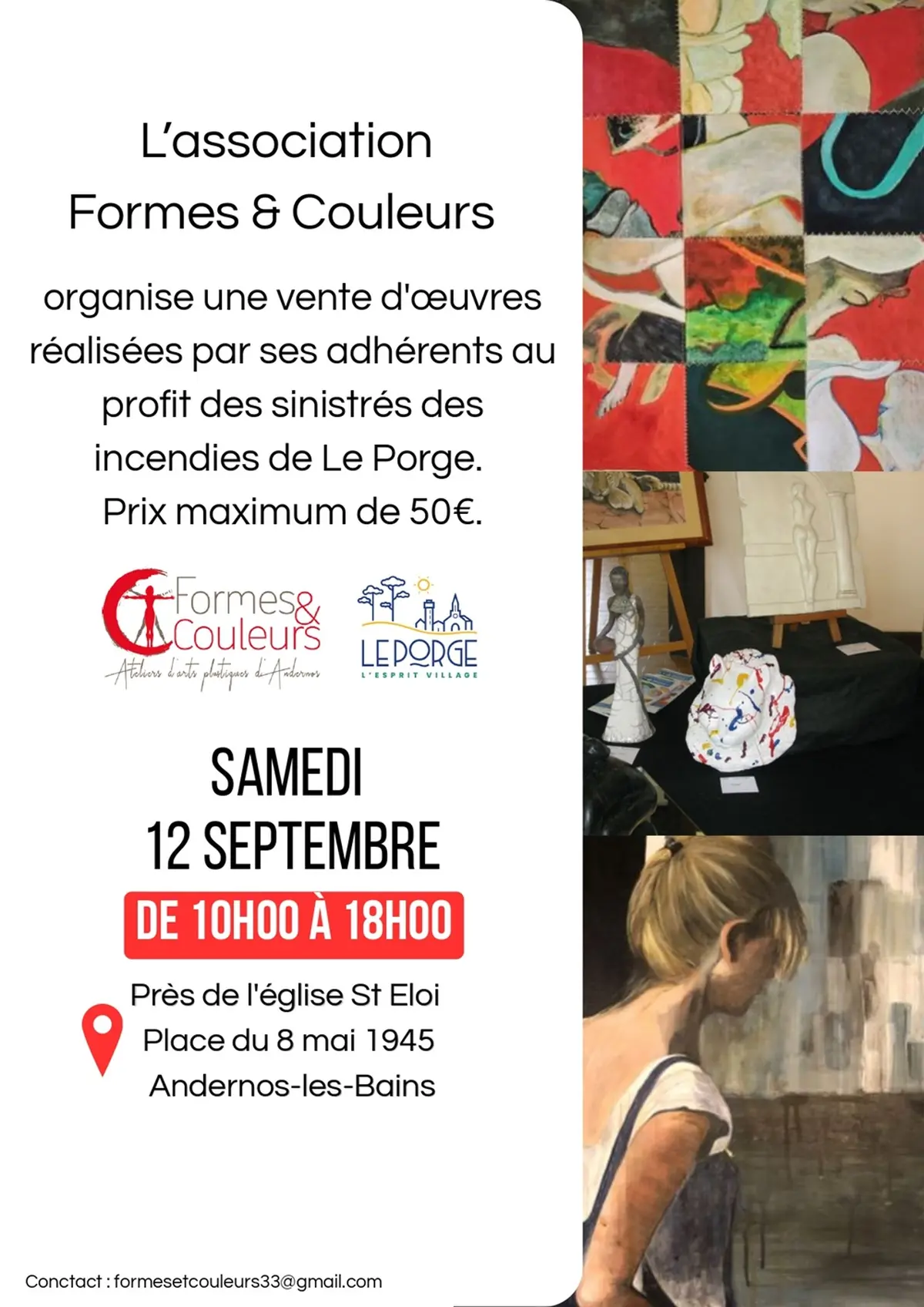 Vente d'oeuvres au profit des sinistrés des incendies