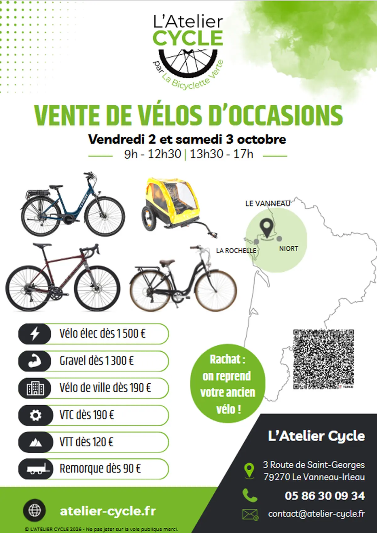 Vente de vélos d'occasion au Vanneau-Irleau