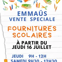 Vente spéciale fournitures scolaires (Emmaüs Brive)
