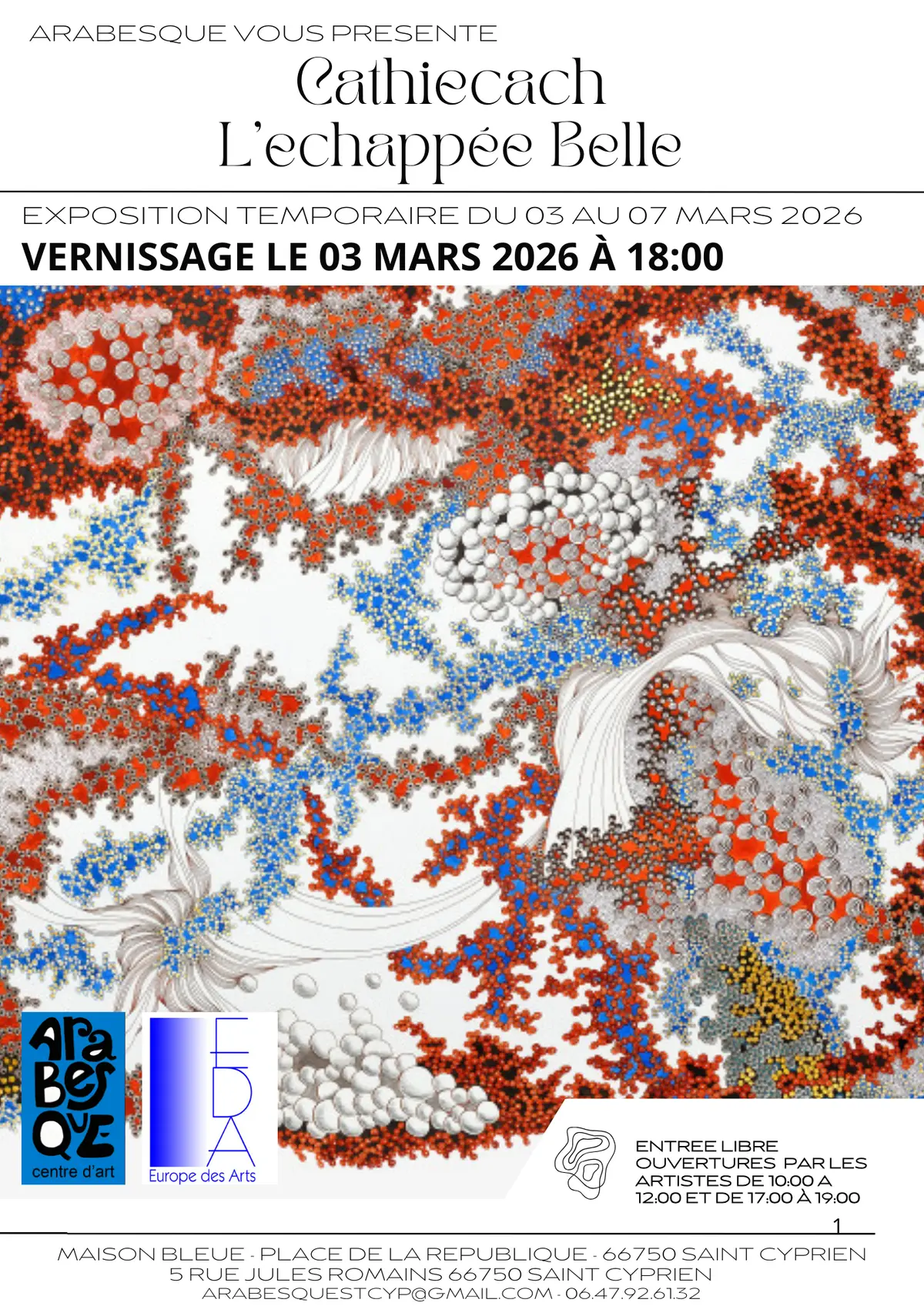 Vernissage De L'Exposition Cathiecach L’échappée Belle Chez Arabesque