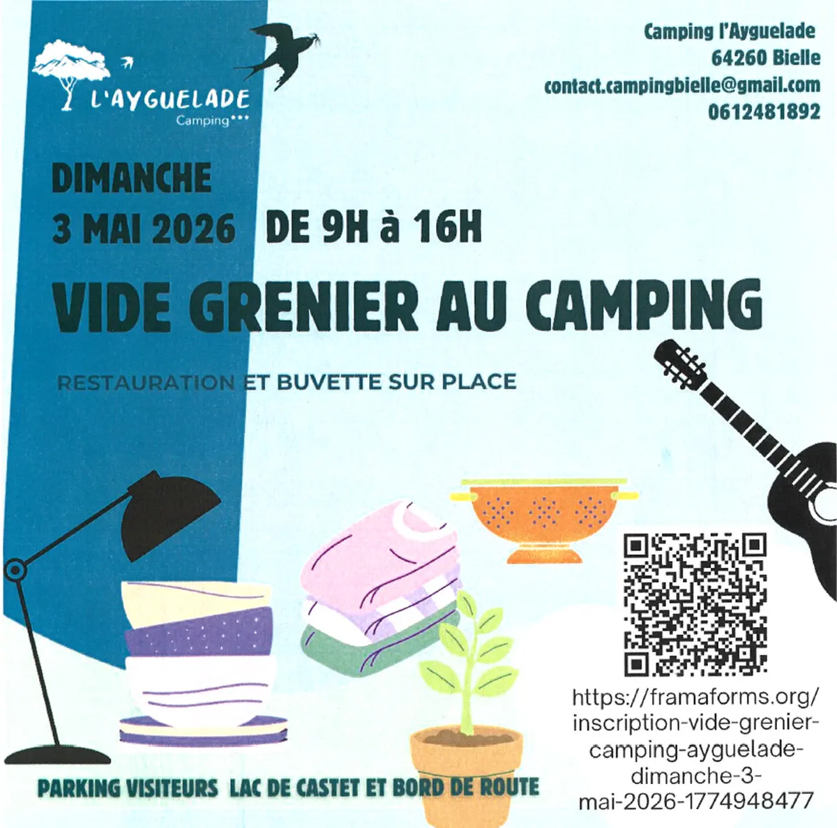 Vide grenier au camping Ayguelade à Bielle